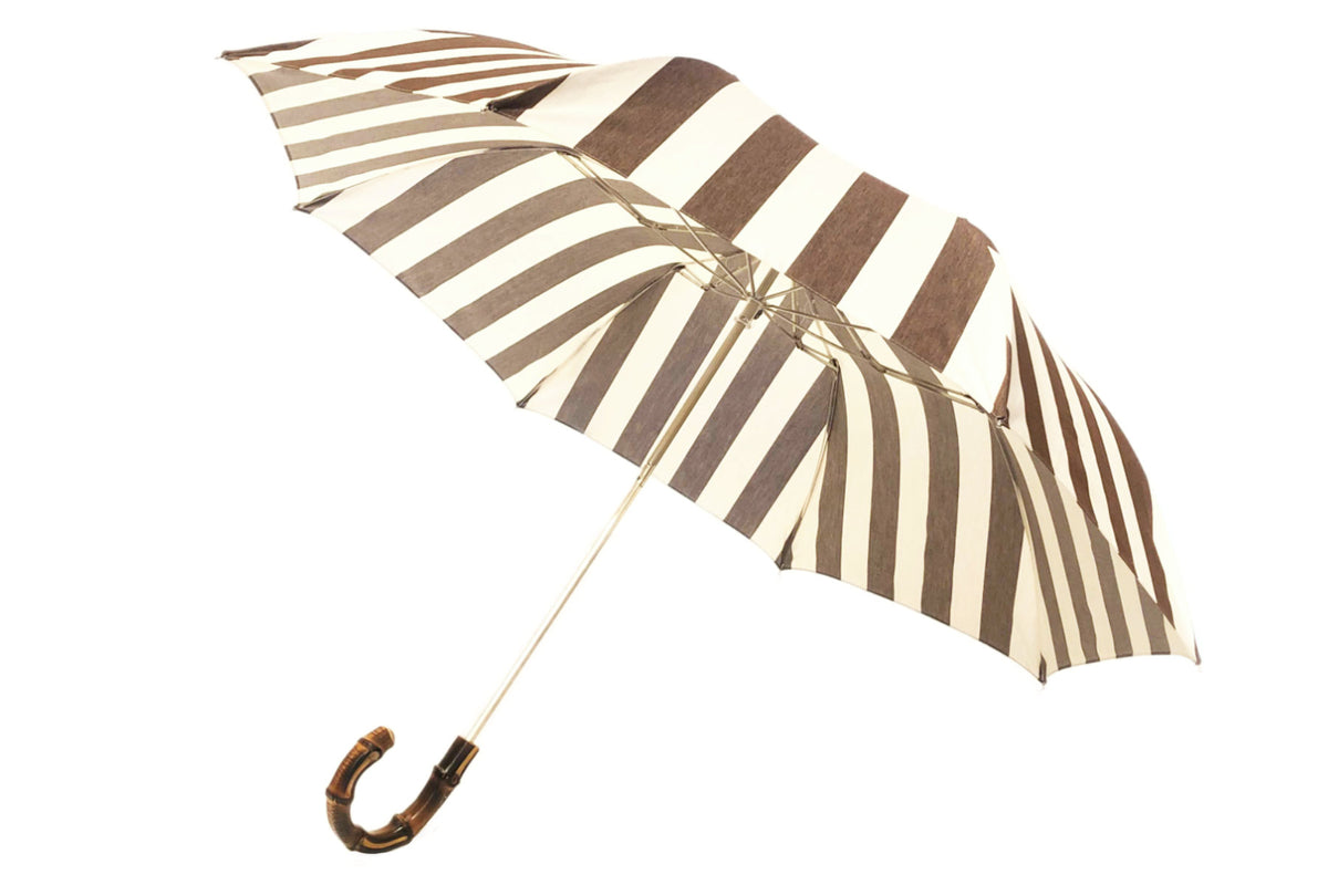 マリアフランチェスコ 折りたたみ傘 ブラウンｘストライプ 