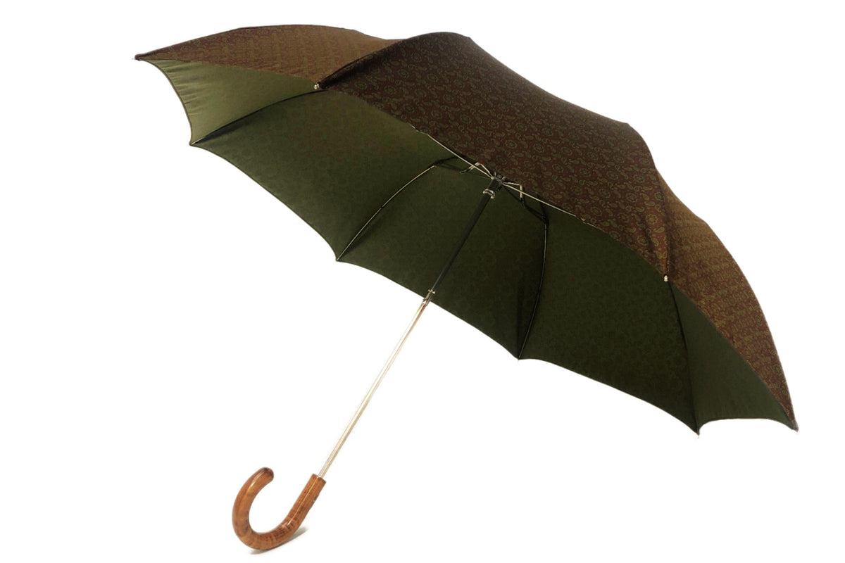 マリアフランチェスコ 折りたたみ傘 (ブラウン×ライトグリーン花模様