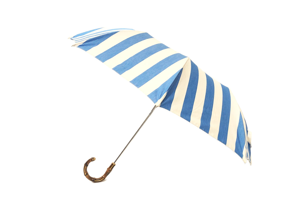 マリアフランチェスコ 折りたたみ傘 (ブルーⅹストライプ) BAMBOO
